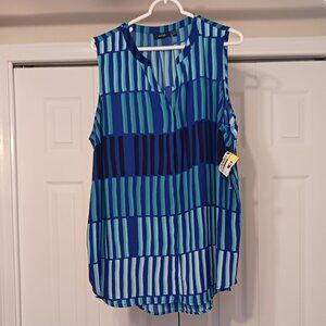 #69 Apt 9 3/$18 - Blue/Green Button Down Tank Top Size 2X